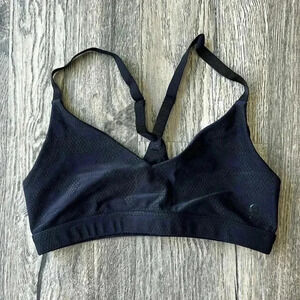 Good American Bra Black Jacquard Slim Racer Sports Bra Size Medium Workout Bra